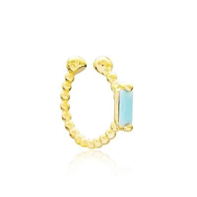 Gold Aquamarine ear cuff