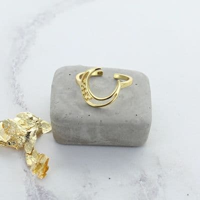 Gold Moon And Stars Ring