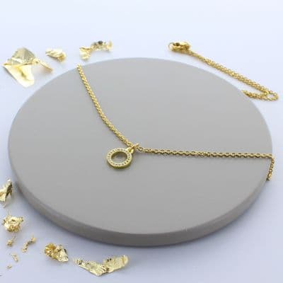 Gold Pave Hoop Necklace