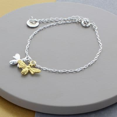 Gold Plated And Sterling Silver Bee Bracelet