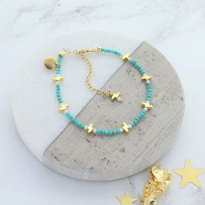 Gold Plated Pearl Lightning Bolt Bracelet