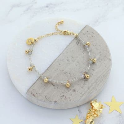 Gold Plated Sterling Silver Bell Labradorite Bracelet