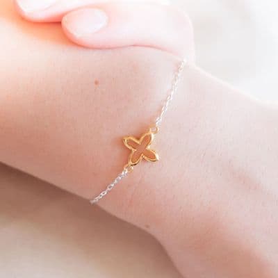 Gold Plated Sterling Silver Cross Bracelet