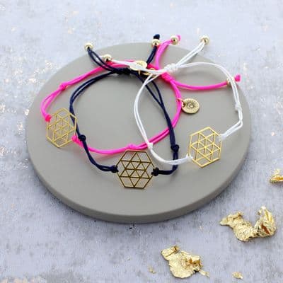 Gold Plated Sterling Silver Geometric Friendship Bracelet