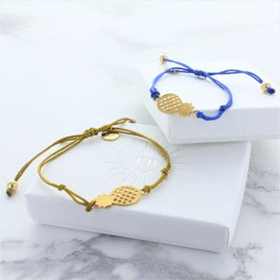 Gold Plated Sterling Silver Pineapple Friendship Bracelet