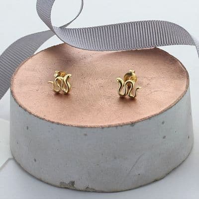 Gold Plated Sterling Silver Snake Studs