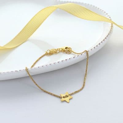 Gold Plated Sterling Silver Star Threaded Bracelet
