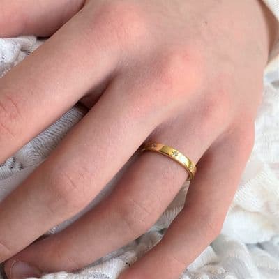 Gold Zircon Adjustable Band Ring