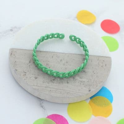 Green enamel cable link bracelet