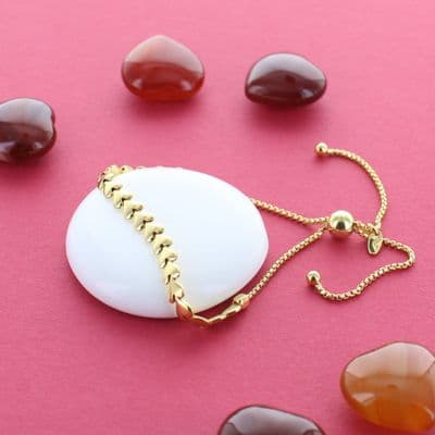 Heart Slider Bracelet Gold Plated Sterling Silver