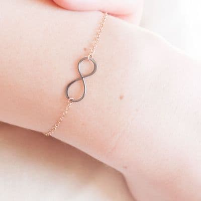 Infinity Bracelet Black Oxidised Sterling Silver And Rose Gold Filled