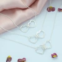 Infinity Family Heart Necklace Sterling Silver