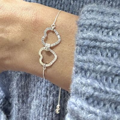 Infinity Family Heart Slider Bracelet Sterling Silver