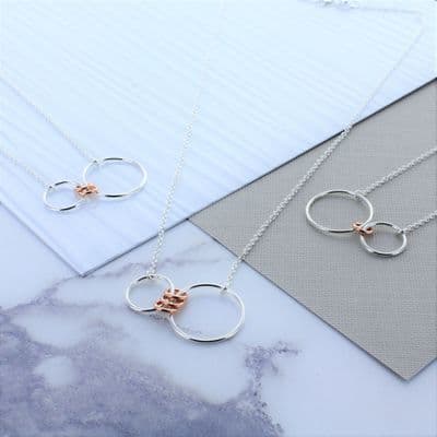 Infinity Family Ring Necklace Rose Gold Links