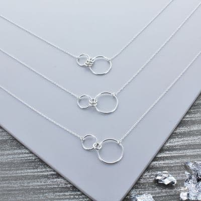 Infinity Family Ring Necklace Silver