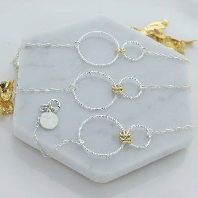 Infinity Family Sparkly Ring Bracelet Gold Filled Rings