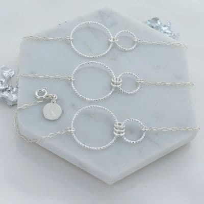 Infinity Family Sparkly Ring Bracelet Sterling Silver Rings