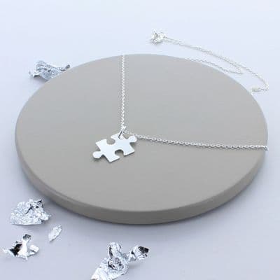 Jigsaw Piece Sterling Silver Necklace