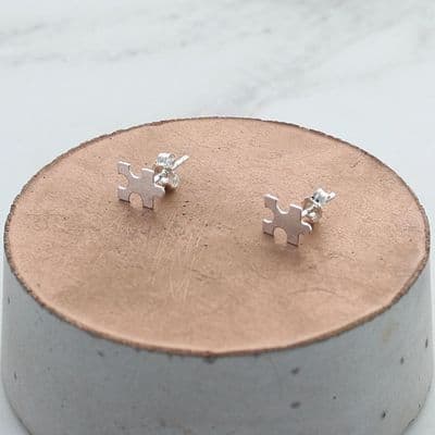 Jigsaw Sterling Silver Stud Earrings