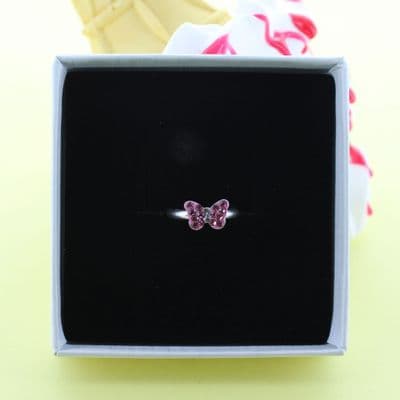 Kids Pink Butterfly Ring