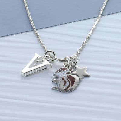 Kids Squirrel Personalised Necklace