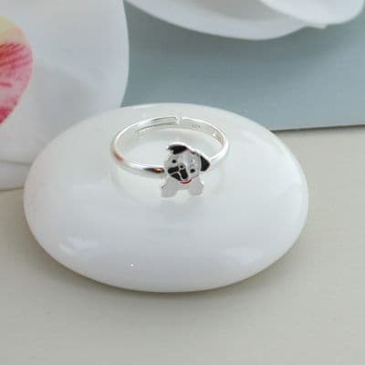 kids sterling silver pug ring