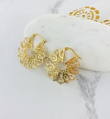 Large Ornate Hoop Earrings