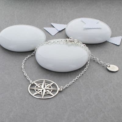 Large Sterling Silver Compass Bracelet