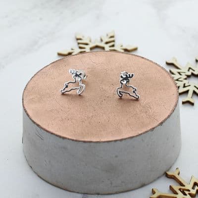 Leaping Reindeer Stud Earrings