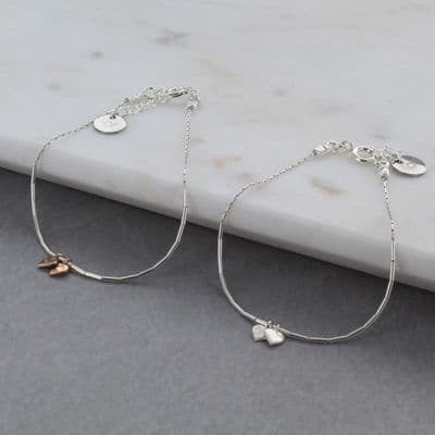 Liquid Sterling Silver Heart Charm Bracelet