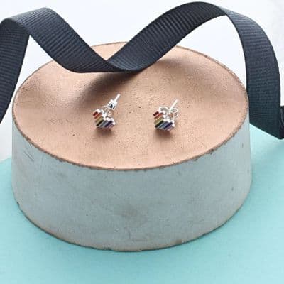 Little Rainbow Heart Studs