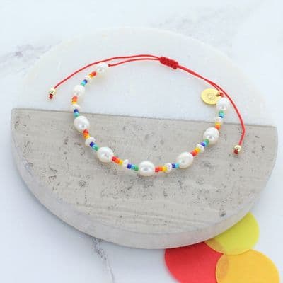 Little rainbow pearl friendship bracelet