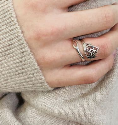 Lotus Om Silver Ring