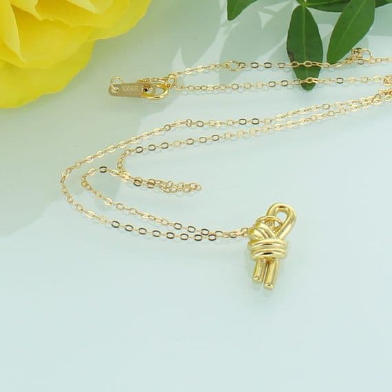 Love Knot Necklace Gold Plated Sterling Silver