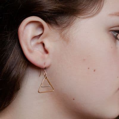 Mixed Metal Triangle Earrings