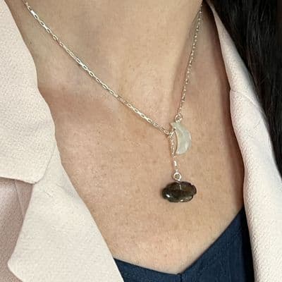 Moon And Cloud Lariat Necklace