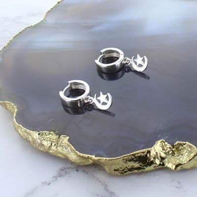 Moon And Star Hoop Earrings