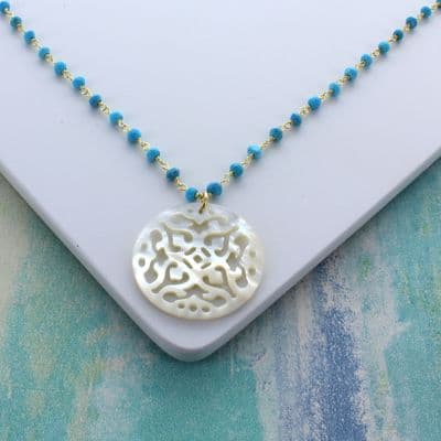 Mother Of Pearl Charm Turquoise Necklace