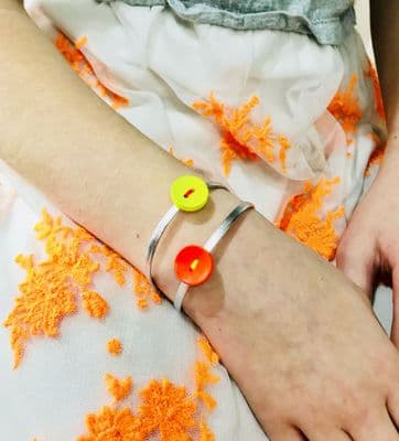 Neon Leather Button Bracelet