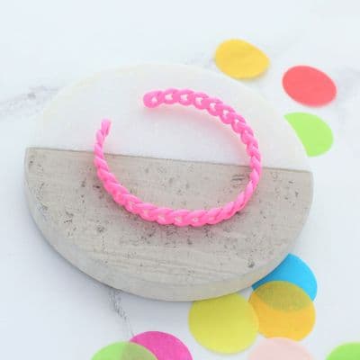 Neon pink enamel cable link bracelet