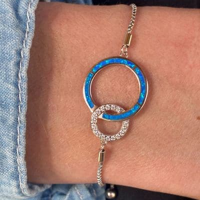 Opal And Zircon Infinity Link Bracelet