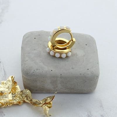 Opal Huggie Hoop Earrings