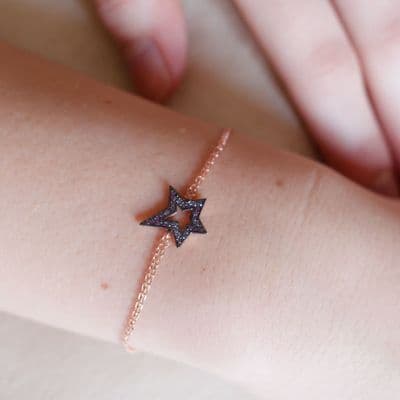 Open Star Gold Plated Sterling Silver And Amethyst Bracelet