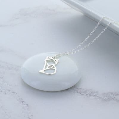 Origami Fox Sterling Silver Necklace
