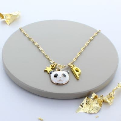 Panda Head Gold Charm Necklace
