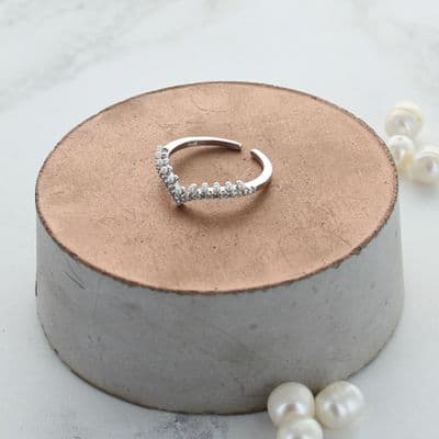 Pearl Zircon Stacking Adjustable Ring