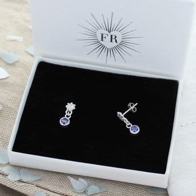 Personalised Birthstone Flower Stud Earrings