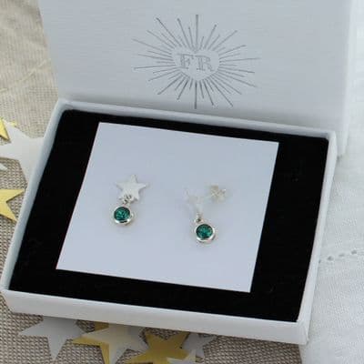Personalised Birthstone Star Stud Earrings