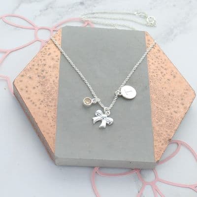 Personalised Bow Charm Necklace