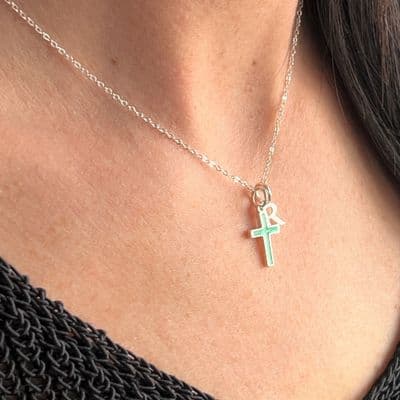 Personalised Enamel Cross Necklace